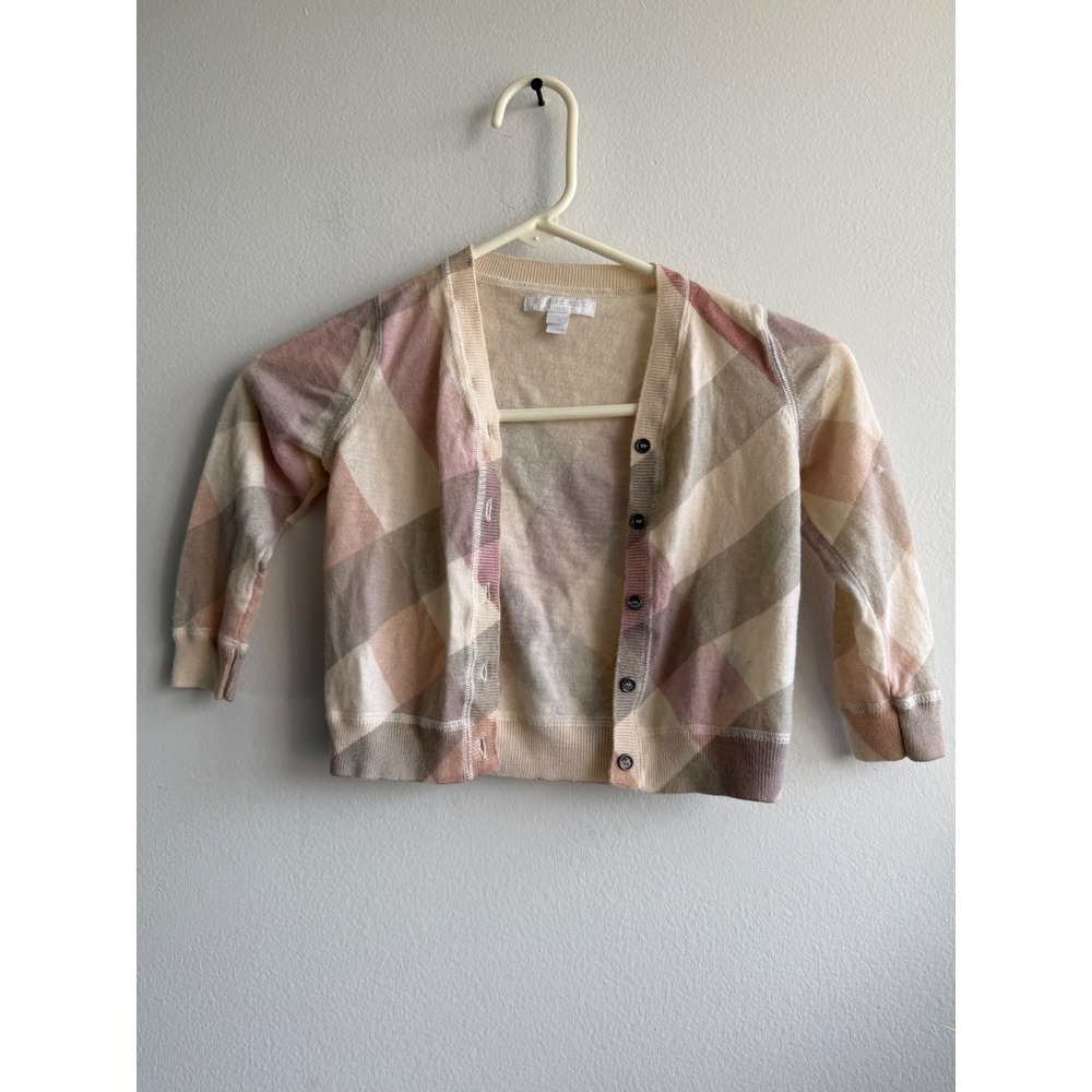 Burberry Children 4Y Wool Cashmere Exploded Check Cardigan Pink Tan W048401